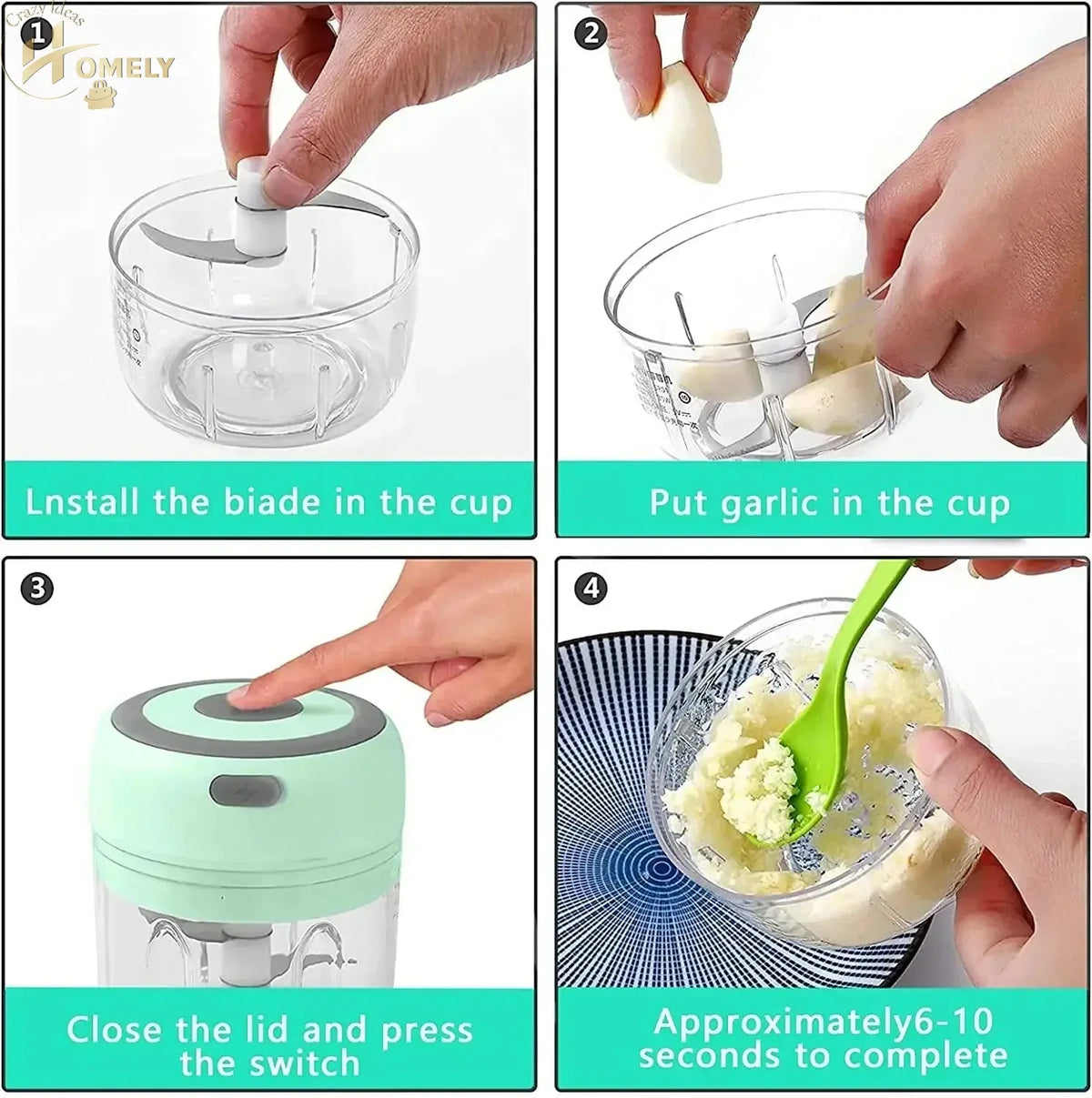 Electric Meat Mincer & Garlic Chopper – view 2