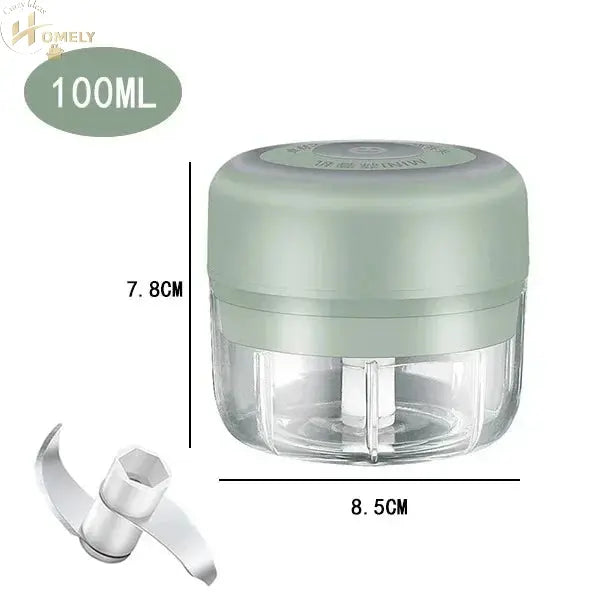 100ML/250ML Electric Meat Mincer Garlic Chopper Rotate Garlic Press Crusher Vegetable Onion Cutter - 105-Green100ml