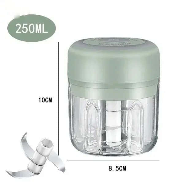100ML/250ML Electric Meat Mincer Garlic Chopper Rotate Garlic Press Crusher Vegetable Onion Cutter - 105-Green250ml