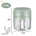 100ML/250ML Electric Meat Mincer Garlic Chopper Rotate Garlic Press Crusher Vegetable Onion Cutter - 105-Green250ml