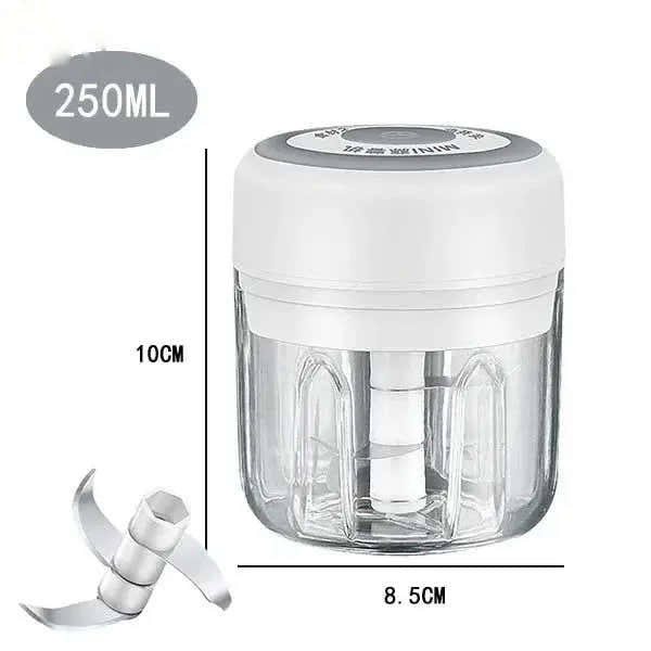 100ML/250ML Electric Meat Mincer Garlic Chopper Rotate Garlic Press Crusher Vegetable Onion Cutter - 105-White250ml