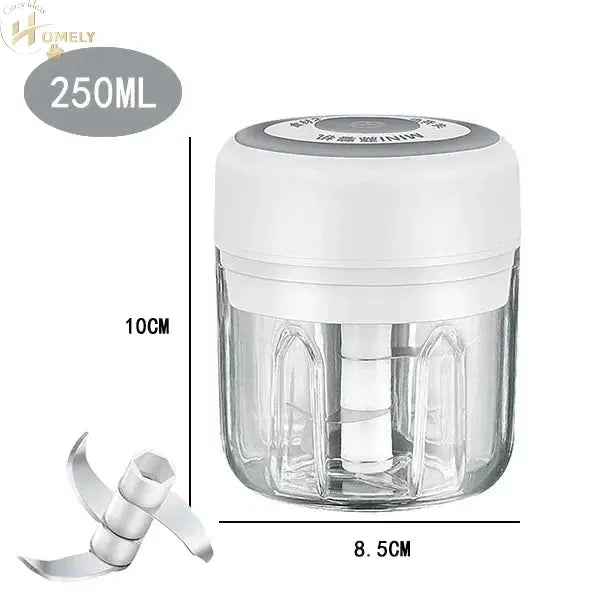 100ML/250ML Electric Meat Mincer Garlic Chopper Rotate Garlic Press Crusher Vegetable Onion Cutter - 105-White250ml