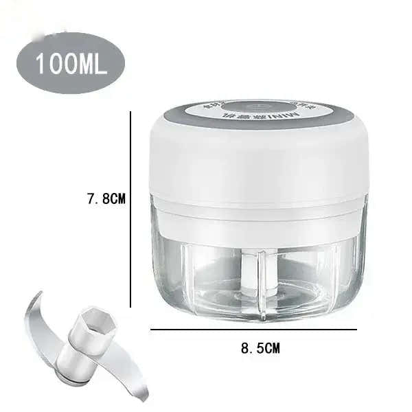 100ML/250ML Electric Meat Mincer Garlic Chopper Rotate Garlic Press Crusher Vegetable Onion Cutter - 105-White100ml