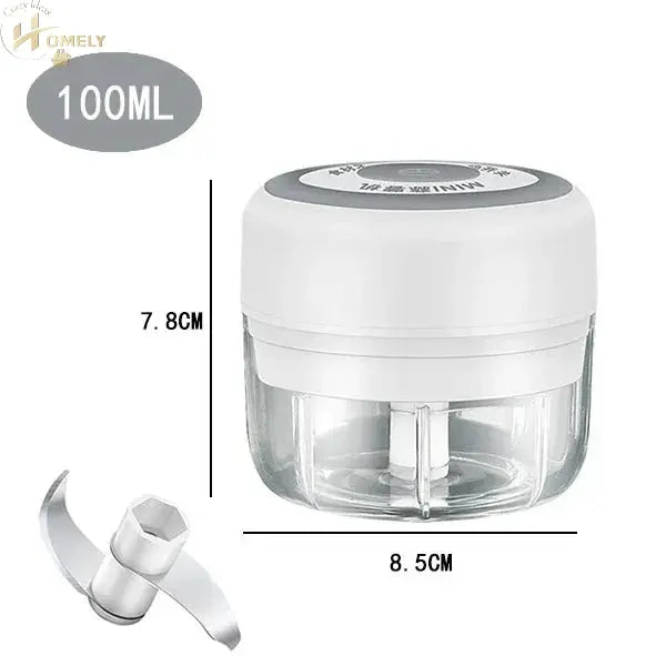100ML/250ML Electric Meat Mincer Garlic Chopper Rotate Garlic Press Crusher Vegetable Onion Cutter - 105-White100ml