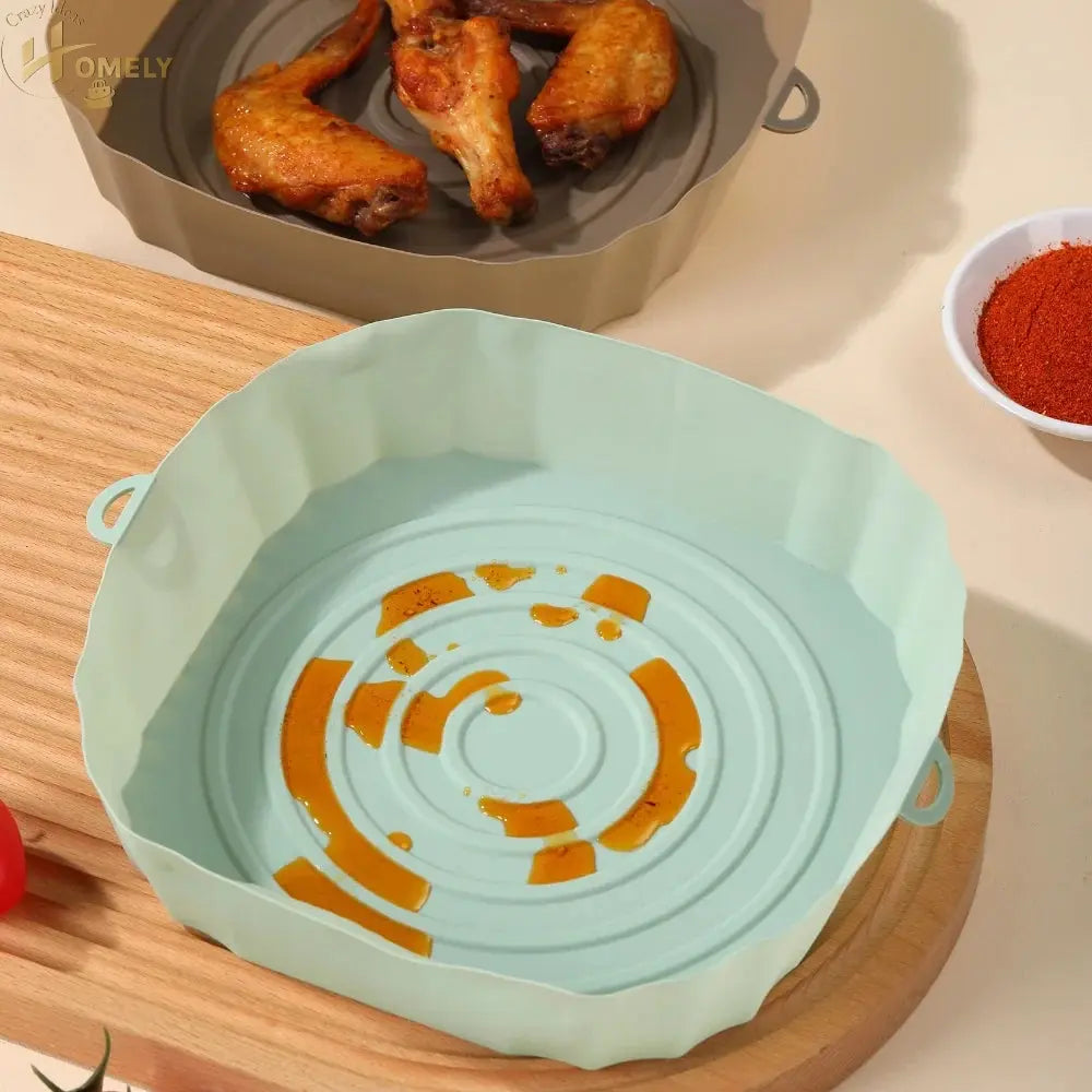 2/4pcs Silicone Air Fryer Basket Airfryer Oven Mold Baking Tray Pizza Fried Chicken Basket Reusable Pan Liner