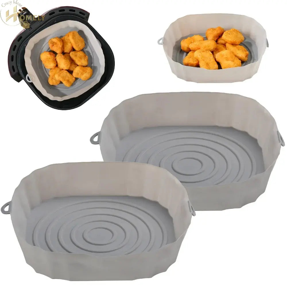 2/4pcs Silicone Air Fryer Basket Airfryer Oven Mold Baking Tray Pizza Fried Chicken Basket Reusable Pan Liner