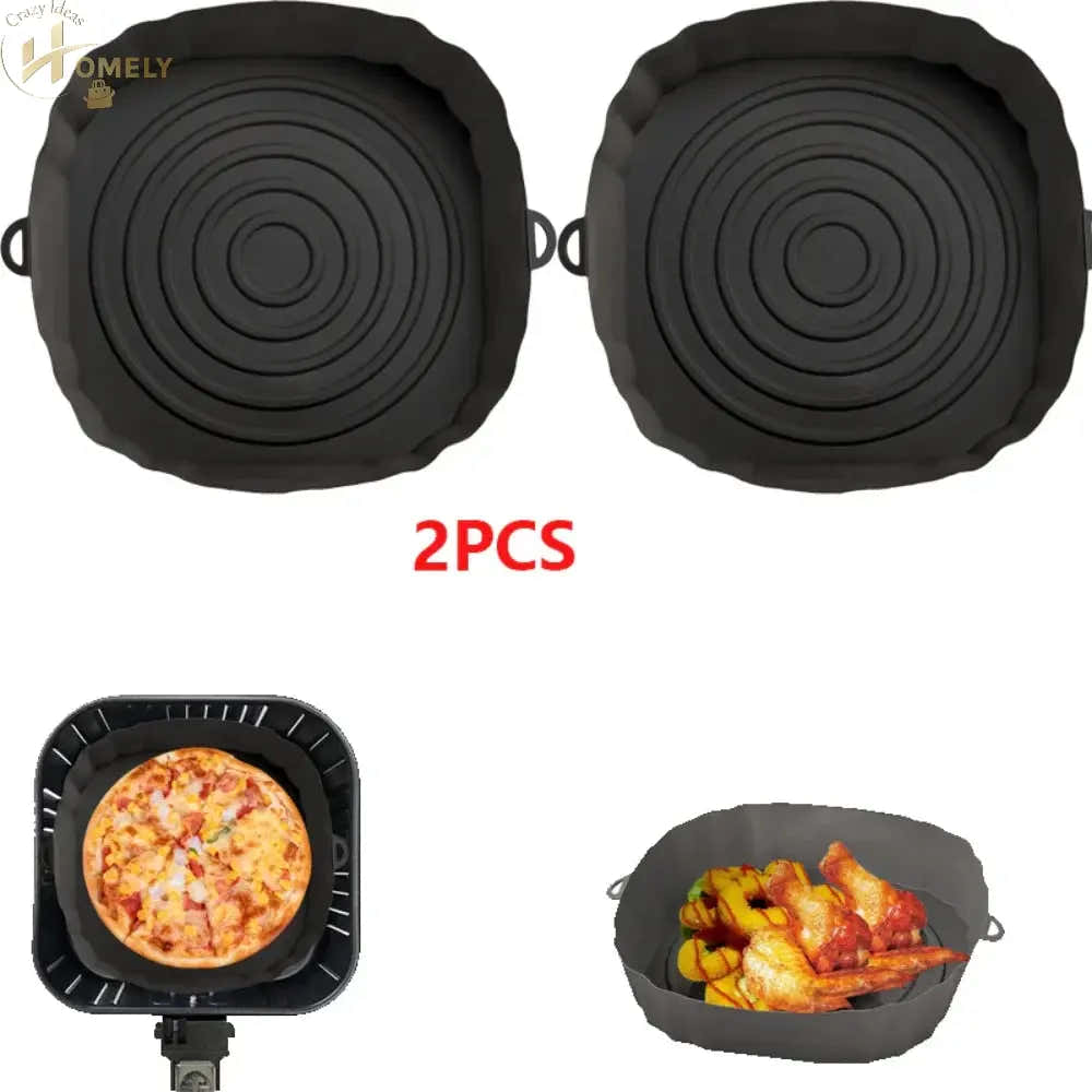 2/4pcs Silicone Air Fryer Basket Airfryer Oven Mold Baking Tray Pizza Fried Chicken Basket Reusable Pan Liner