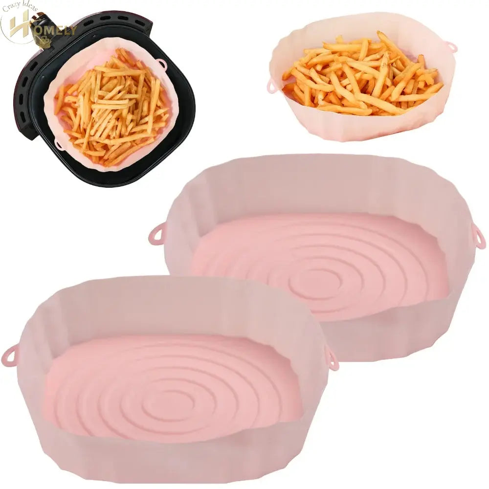 2/4pcs Silicone Air Fryer Basket Airfryer Oven Mold Baking Tray Pizza Fried Chicken Basket Reusable Pan Liner