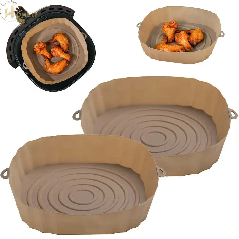 2/4pcs Silicone Air Fryer Basket Airfryer Oven Mold Baking Tray Pizza Fried Chicken Basket Reusable Pan Liner