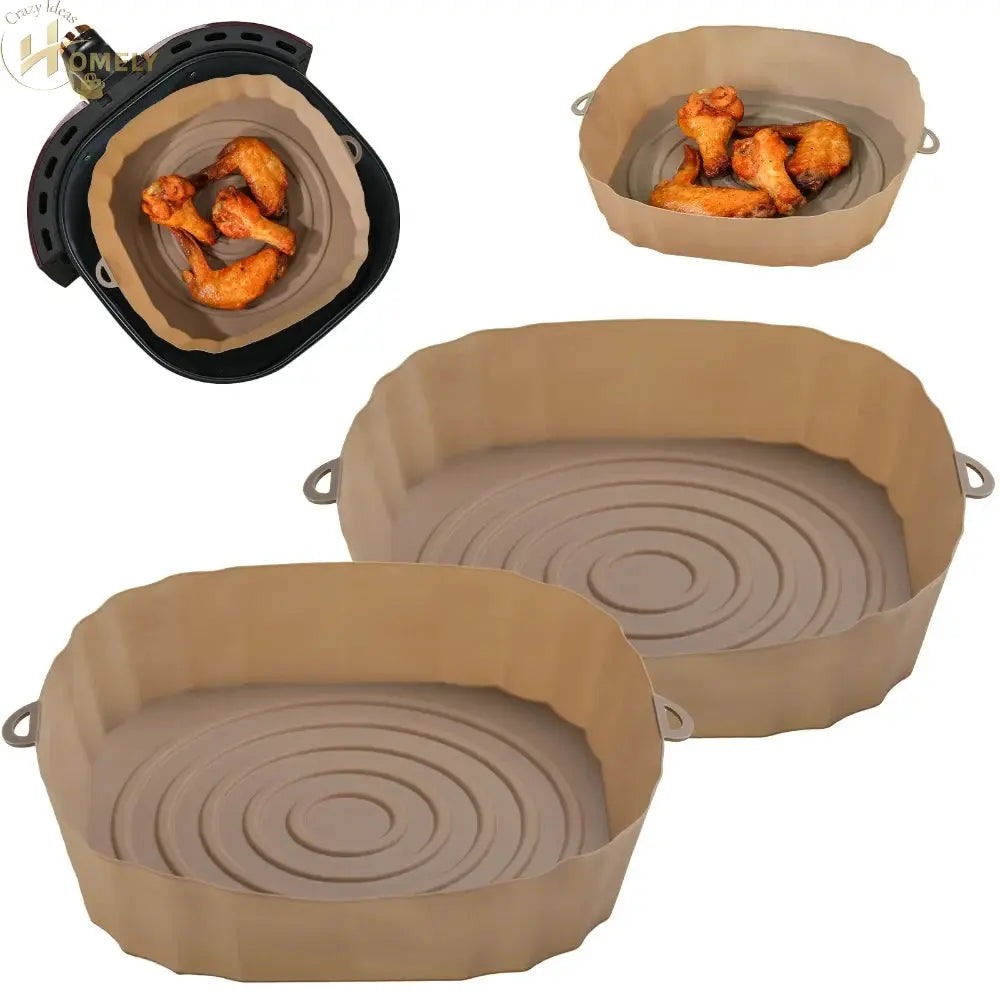 2/4pcs Silicone Air Fryer Basket Airfryer Oven Mold Baking Tray Pizza Fried Chicken Basket Reusable Pan Liner