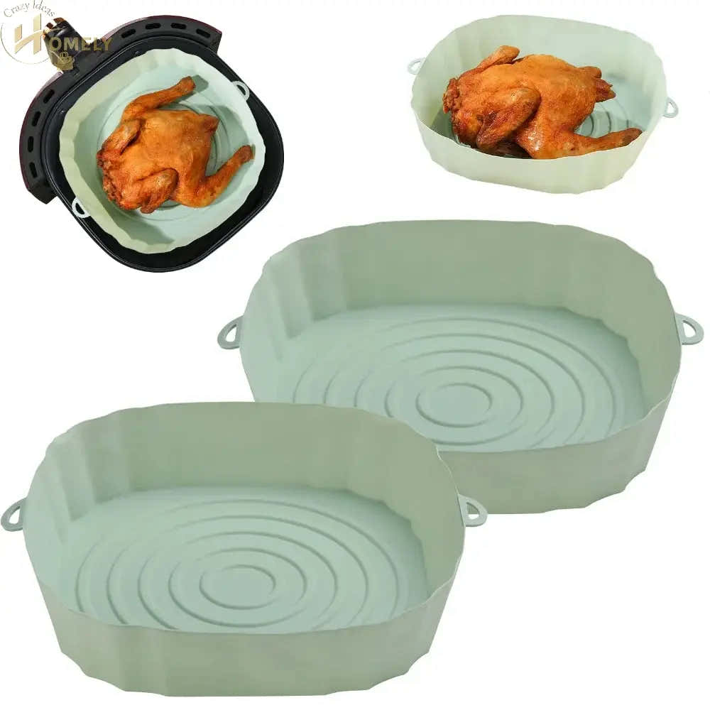 2/4pcs Silicone Air Fryer Basket Airfryer Oven Mold Baking Tray Pizza Fried Chicken Basket Reusable Pan Liner