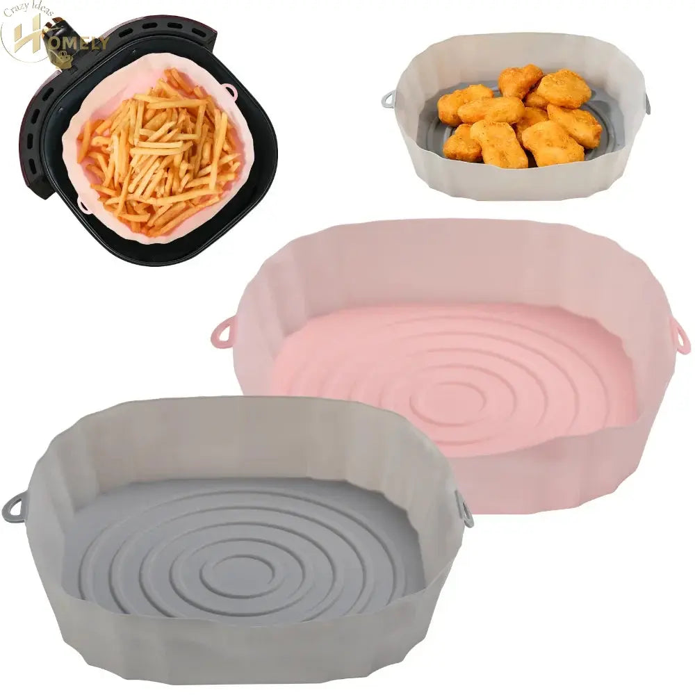 2/4pcs Silicone Air Fryer Basket Airfryer Oven Mold Baking Tray Pizza Fried Chicken Basket Reusable Pan Liner