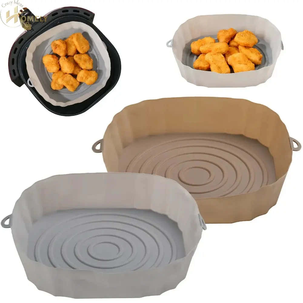 2/4pcs Silicone Air Fryer Basket Airfryer Oven Mold Baking Tray Pizza Fried Chicken Basket Reusable Pan Liner
