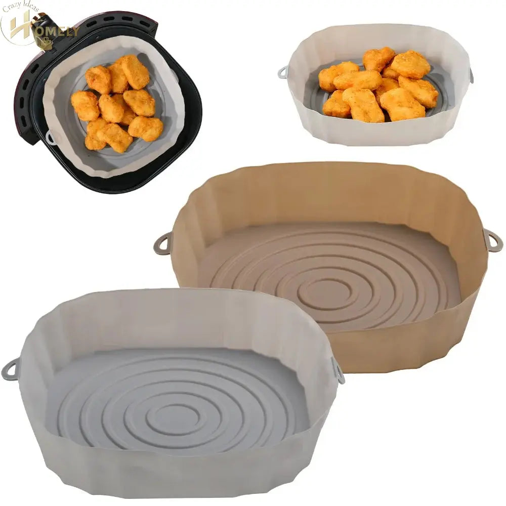 2/4pcs Silicone Air Fryer Basket Airfryer Oven Mold Baking Tray Pizza Fried Chicken Basket Reusable Pan Liner