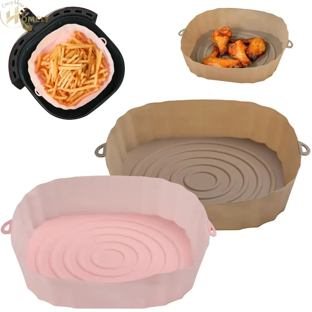 2/4pcs Silicone Air Fryer Basket Airfryer Oven Mold Baking Tray Pizza Fried Chicken Basket Reusable Pan Liner