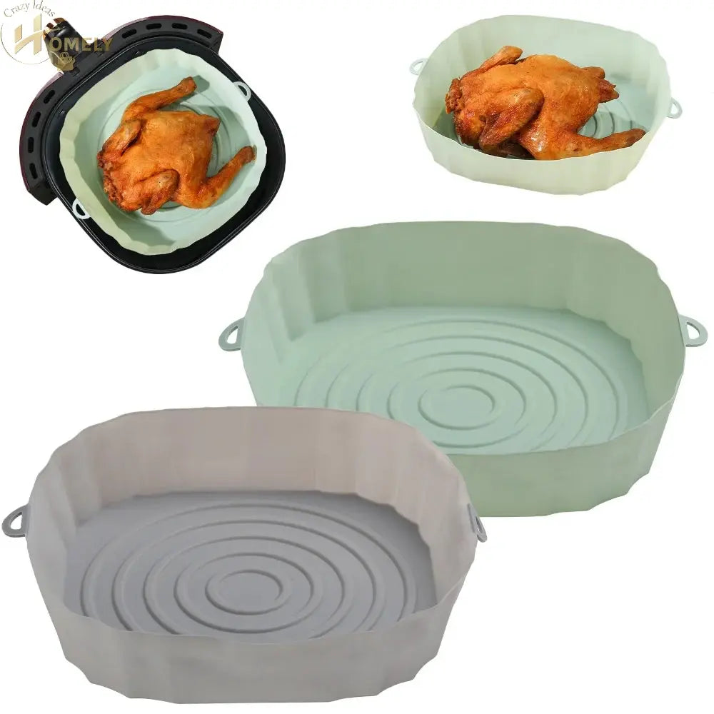 2/4pcs Silicone Air Fryer Basket Airfryer Oven Mold Baking Tray Pizza Fried Chicken Basket Reusable Pan Liner