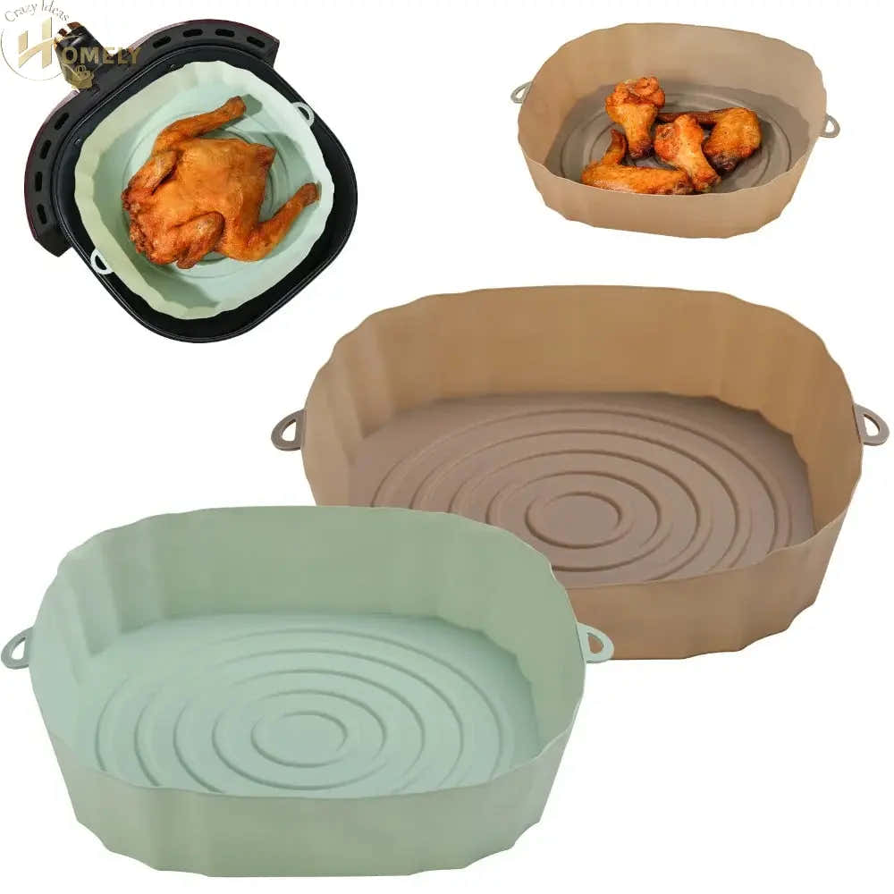 2/4pcs Silicone Air Fryer Basket Airfryer Oven Mold Baking Tray Pizza Fried Chicken Basket Reusable Pan Liner