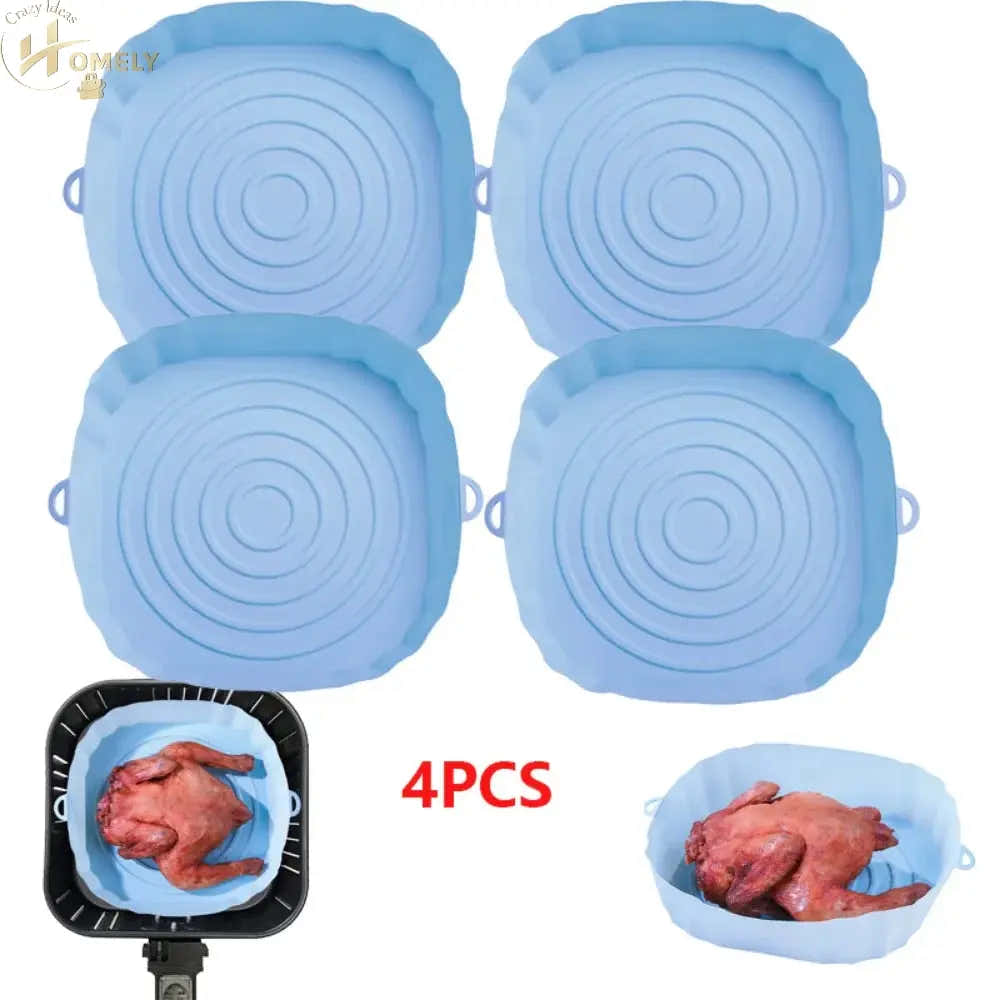 2/4pcs Silicone Air Fryer Basket Airfryer Oven Mold Baking Tray Pizza Fried Chicken Basket Reusable Pan Liner