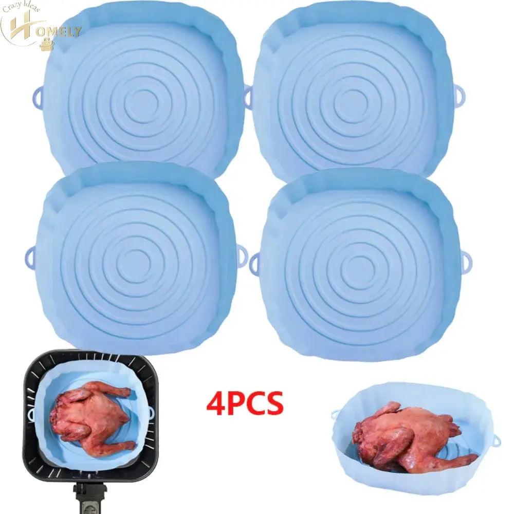 2/4pcs Silicone Air Fryer Basket Airfryer Oven Mold Baking Tray Pizza Fried Chicken Basket Reusable Pan Liner