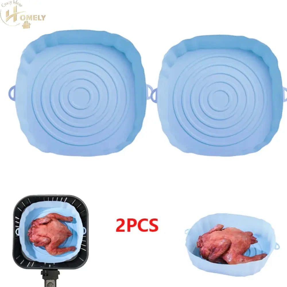2/4pcs Silicone Air Fryer Basket Airfryer Oven Mold Baking Tray Pizza Fried Chicken Basket Reusable Pan Liner