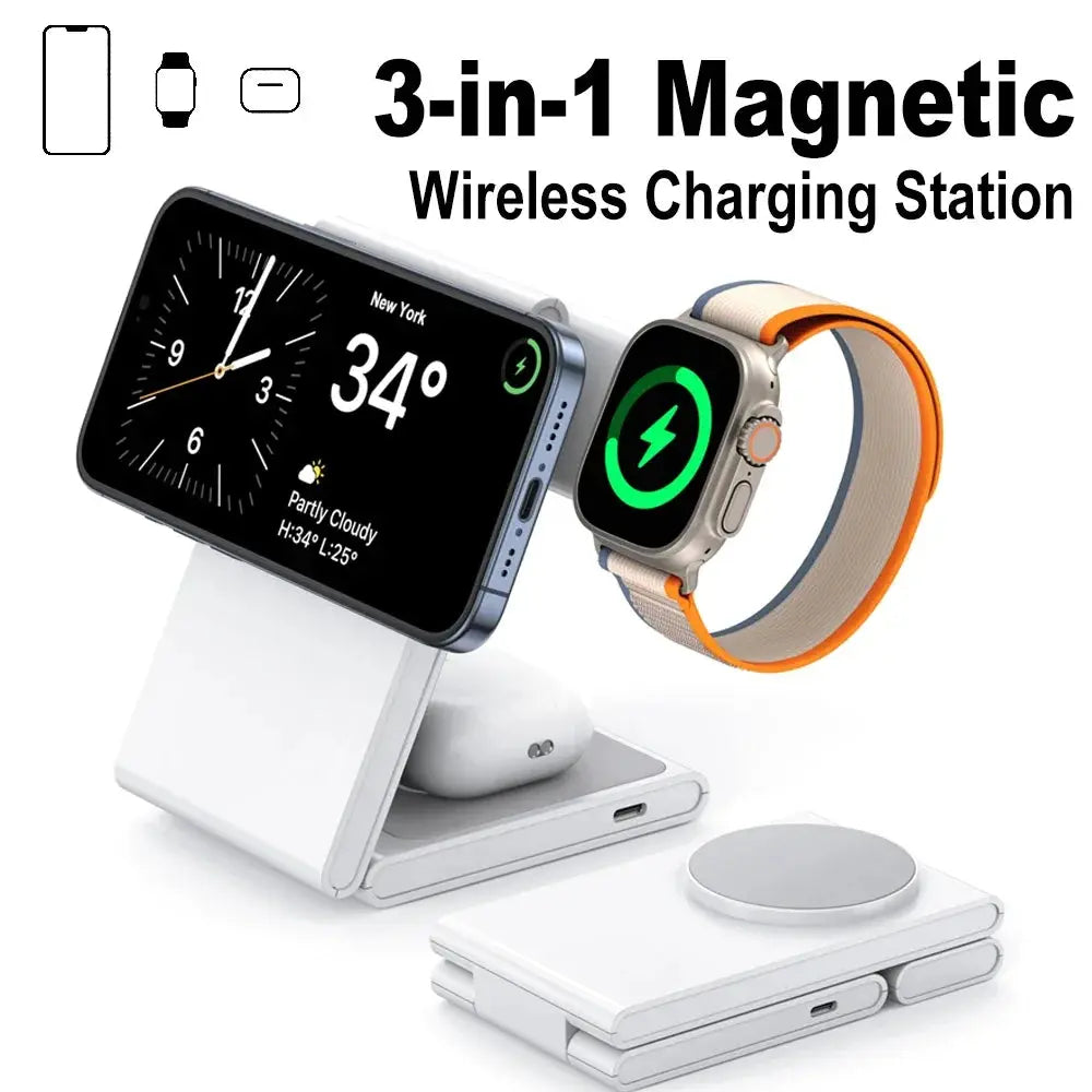 Magnetic Wireless Charging Station 3-in-1