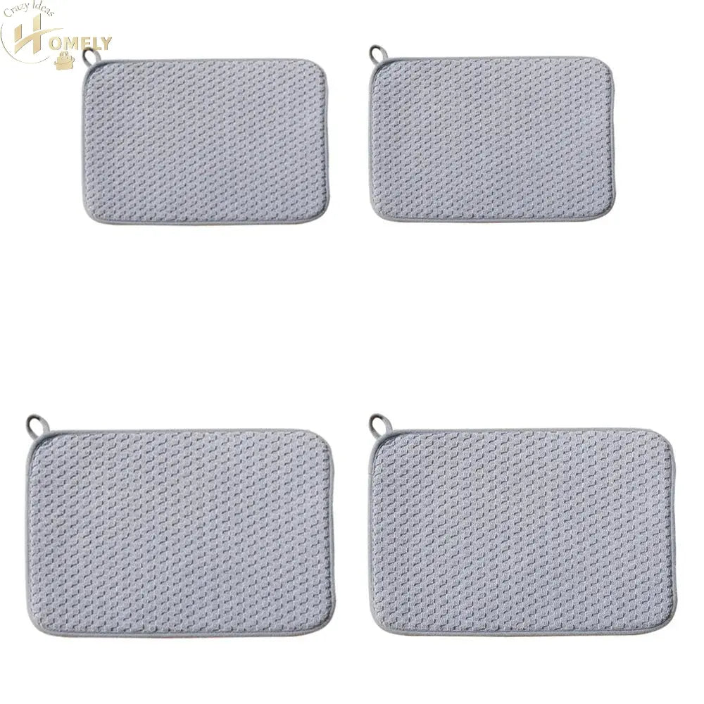 2pcs Small/Large Superfine Fiber Dish Drying Mats Kitchen Microfibre Absorbing Drying Mats Dish Protector Kitchen