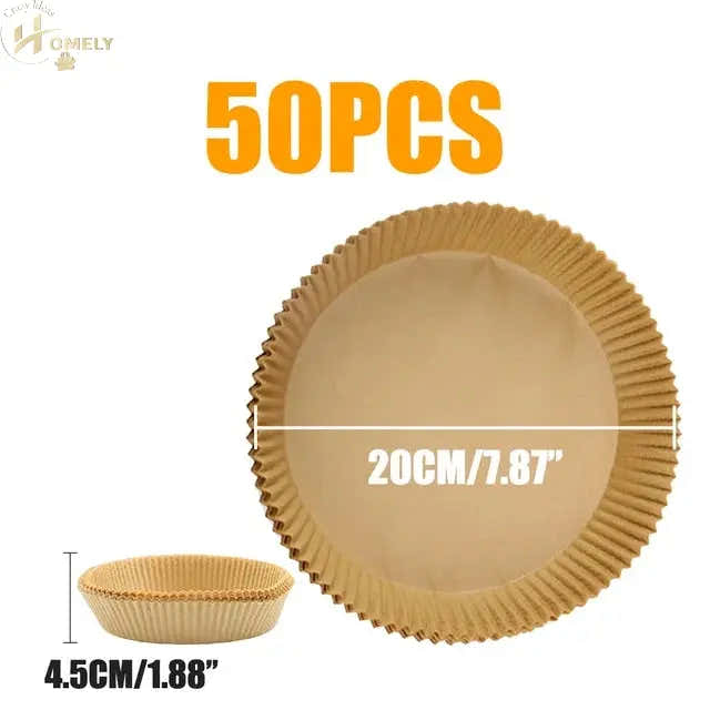 30/50Pcs Disposable Air Fryer Paper Liner Oil-proof Water-proof Paper Tray Non-Stick Baking Mat for Oven AirFryer