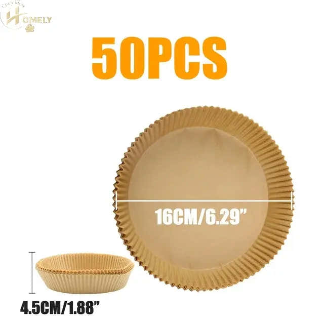 30/50Pcs Disposable Air Fryer Paper Liner Oil-proof Water-proof Paper Tray Non-Stick Baking Mat for Oven AirFryer
