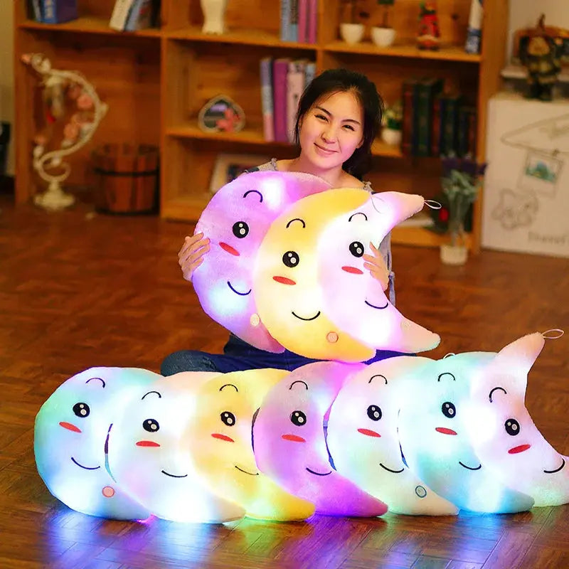 Glowing LED Plush Pillow – Star & Moon Cushion – view 2