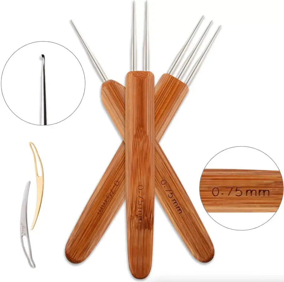 Dreadlock Crochet Hook Set – 5 Bamboo Handles – view 4