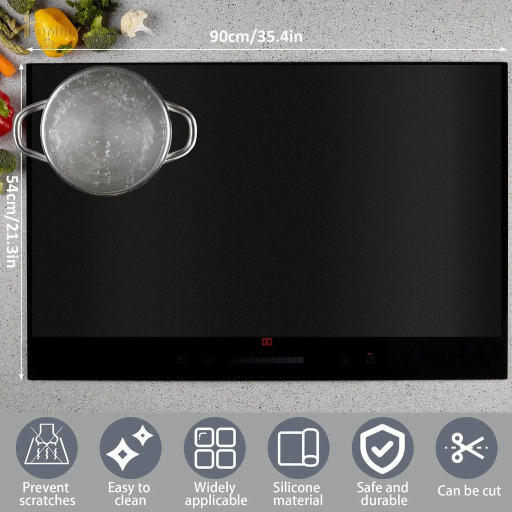 Induction Hob Protector Mat Large Silicone Induction Cooktop Scratch Cover Thickened Nonstick Heat Resistant Countertop