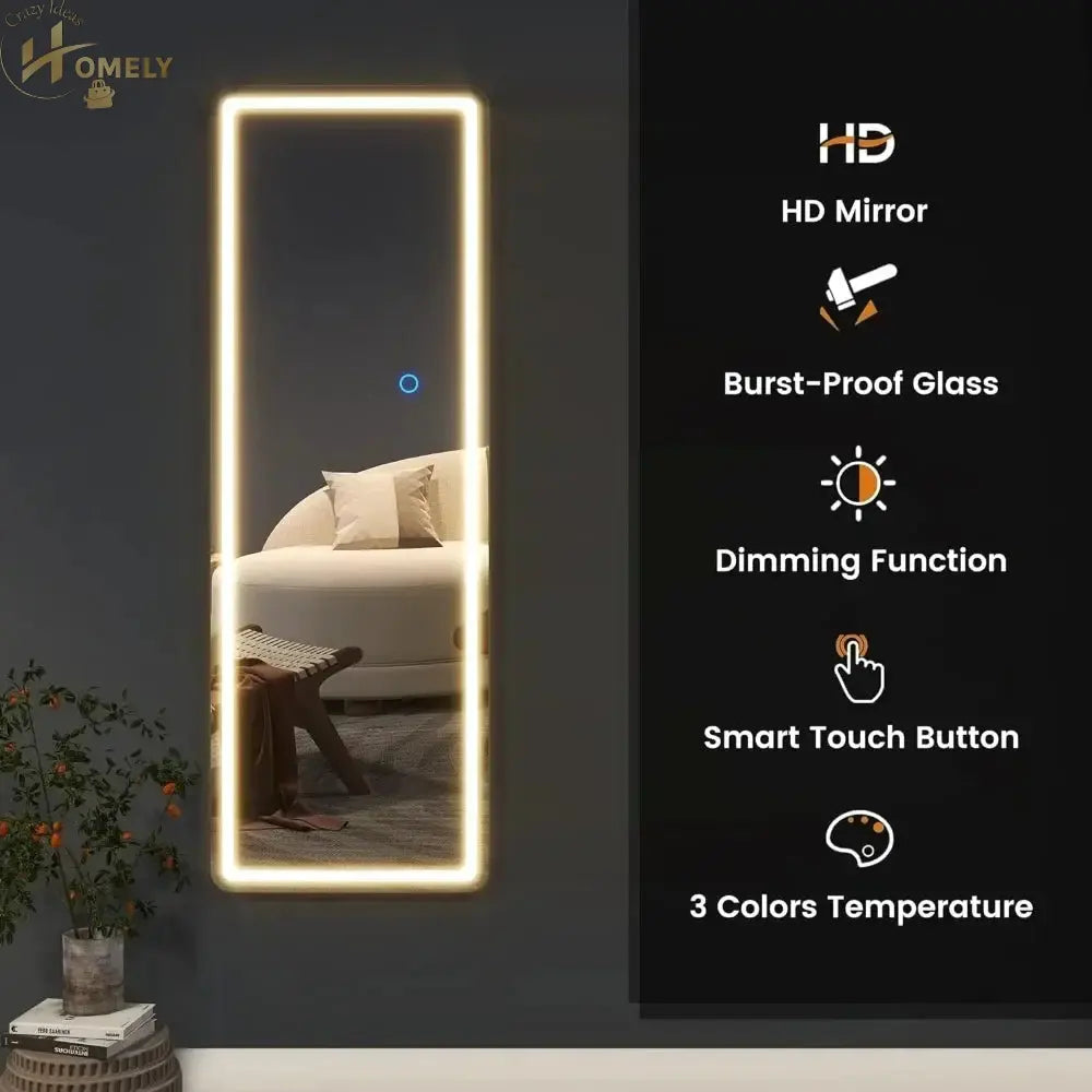 LED Full Length Mirror with Dimmable Lights – view 3