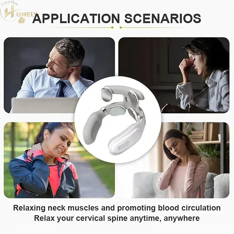 Neck Massage Machine 4 Head And Neck Protection Heating Machines Breathing Light Vibration Hot Compress Cervical Spine