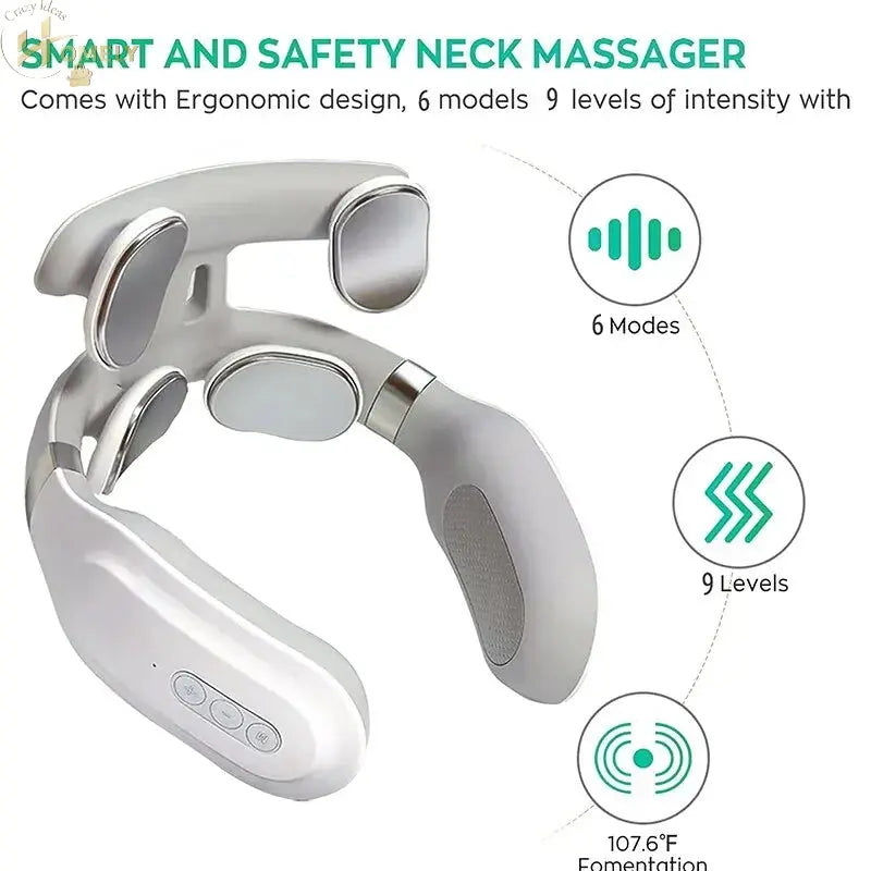 Neck Massage Machine 4 Head And Neck Protection Heating Machines Breathing Light Vibration Hot Compress Cervical Spine