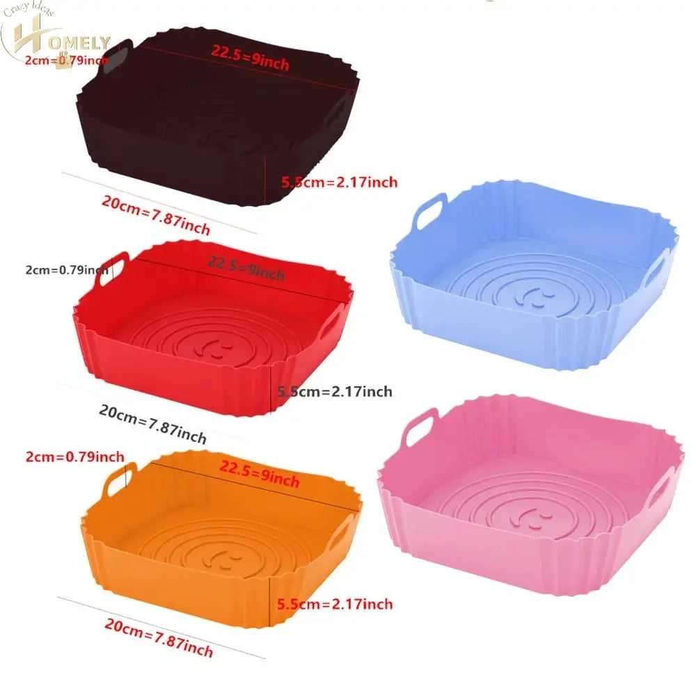 New Reusable Airfryer Pan Liner Accessories Silicone Air Fryers Oven Baking Tray Pizza Chicken Airfryer Non-stick