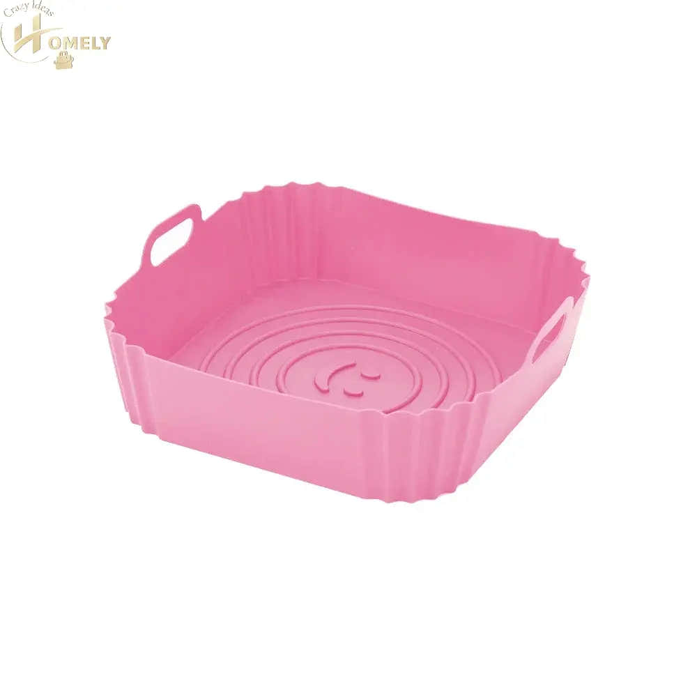 New Reusable Airfryer Pan Liner Accessories Silicone Air Fryers Oven Baking Tray Pizza Chicken Airfryer Non-stick