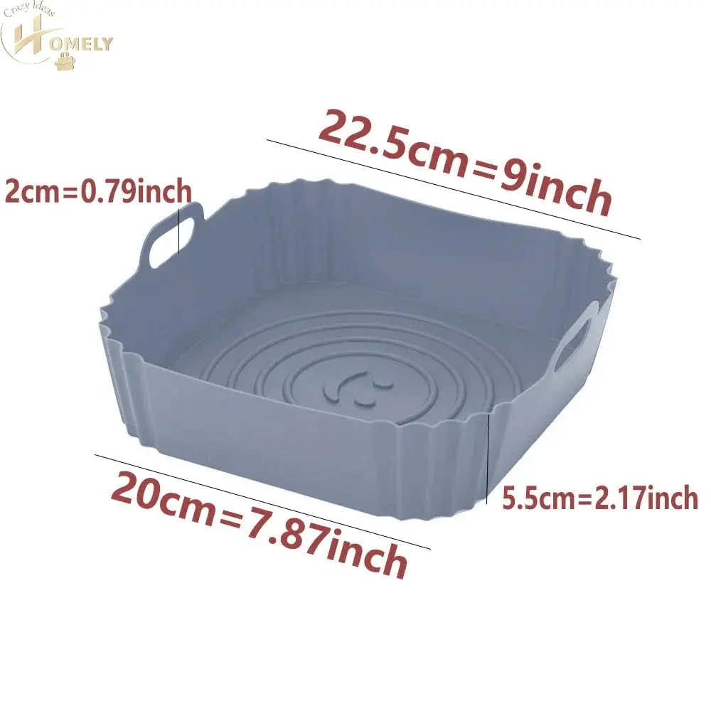 New Reusable Airfryer Pan Liner Accessories Silicone Air Fryers Oven Baking Tray Pizza Chicken Airfryer Non-stick