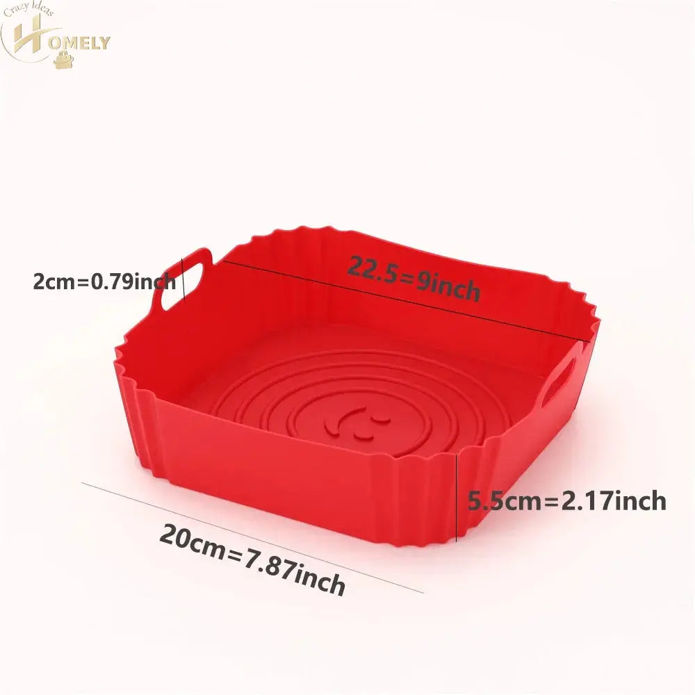 New Reusable Airfryer Pan Liner Accessories Silicone Air Fryers Oven Baking Tray Pizza Chicken Airfryer Non-stick