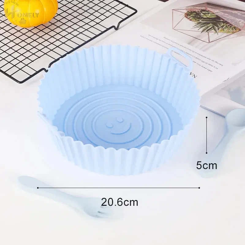 New Reusable Airfryer Pan Liner Accessories Silicone Air Fryers Oven Baking Tray Pizza Chicken Airfryer Non-stick