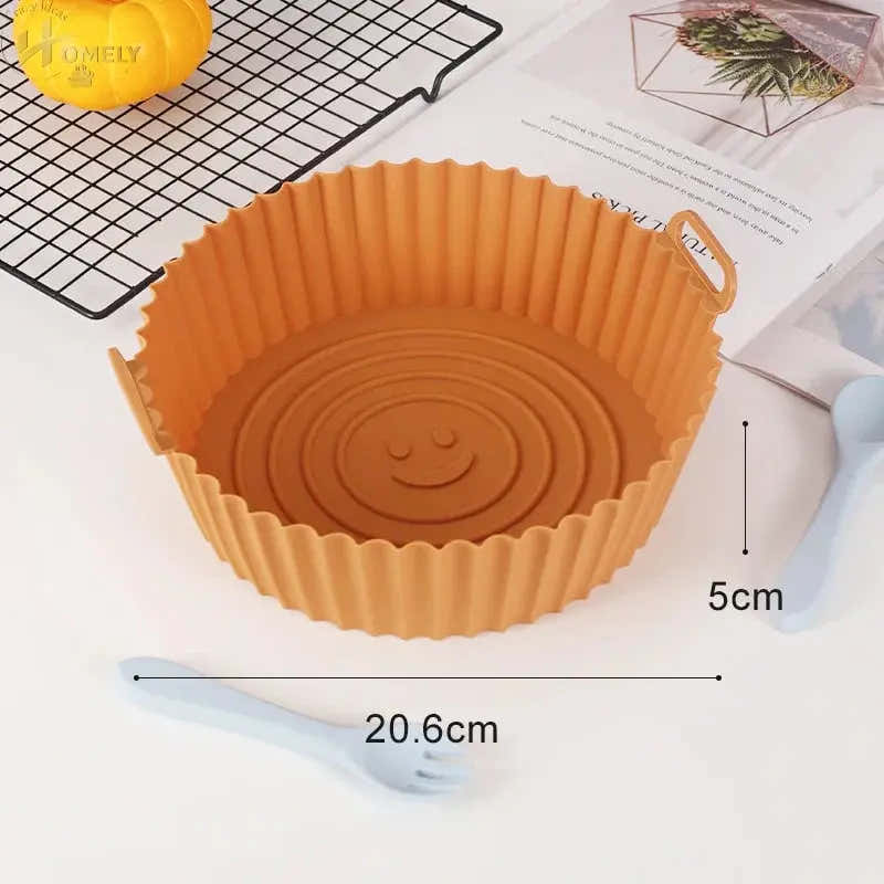 New Reusable Airfryer Pan Liner Accessories Silicone Air Fryers Oven Baking Tray Pizza Chicken Airfryer Non-stick