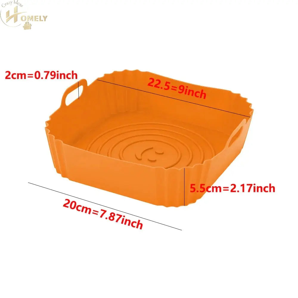 New Reusable Airfryer Pan Liner Accessories Silicone Air Fryers Oven Baking Tray Pizza Chicken Airfryer Non-stick