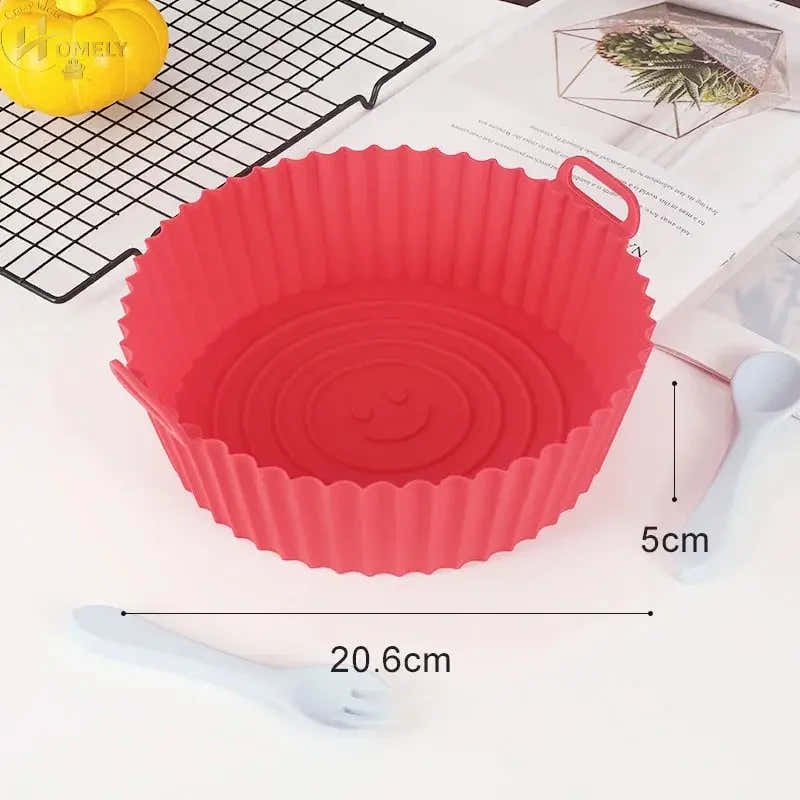 New Reusable Airfryer Pan Liner Accessories Silicone Air Fryers Oven Baking Tray Pizza Chicken Airfryer Non-stick
