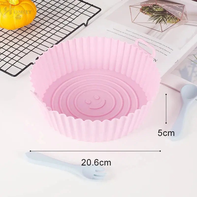 New Reusable Airfryer Pan Liner Accessories Silicone Air Fryers Oven Baking Tray Pizza Chicken Airfryer Non-stick