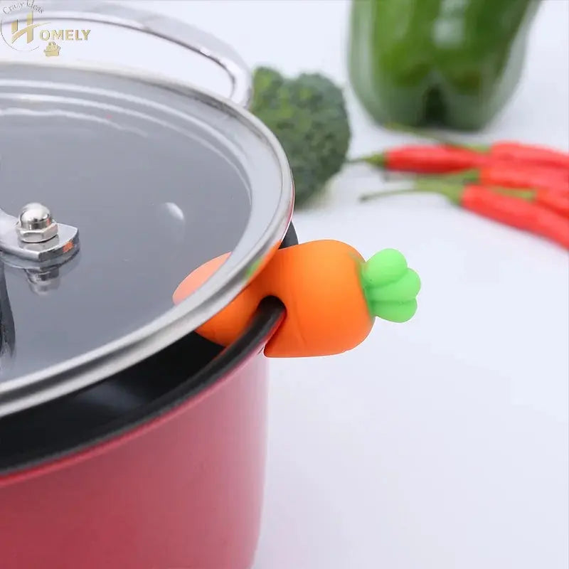 New Silicone Carrot Design Spill-proof Pot Lid Rack Creative Overflow Stoppers Pot Cover Lifter Kitchen Accessories