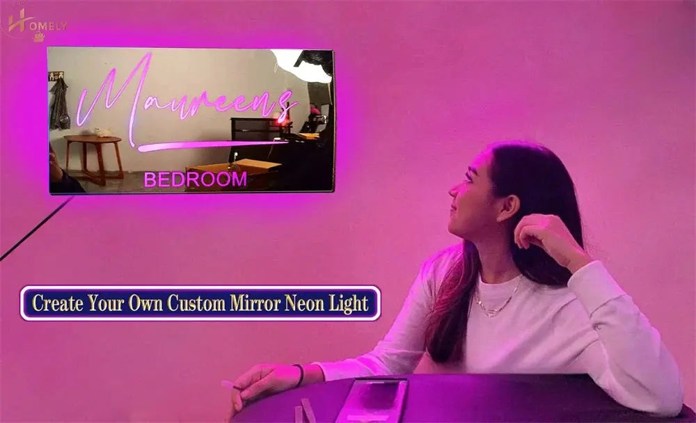 Custom Acrylic Mirror Wall Decor with LED Neon – view 4
