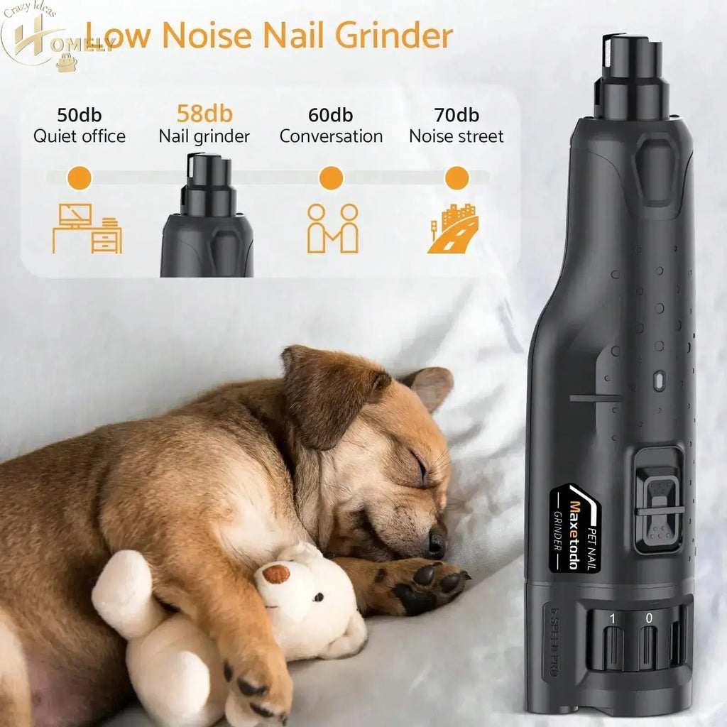 Quiet 6-Speed Pet Nail Grinder with LED - United States / black