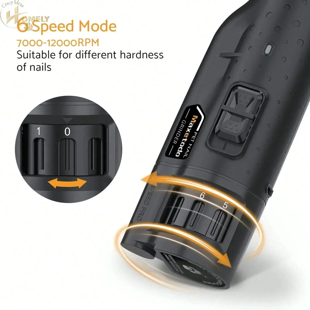 Quiet 6-Speed Pet Nail Grinder with LED - United States / black