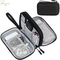 Travel Organizer with multiple compartments for storing electronics accessories and cables.
