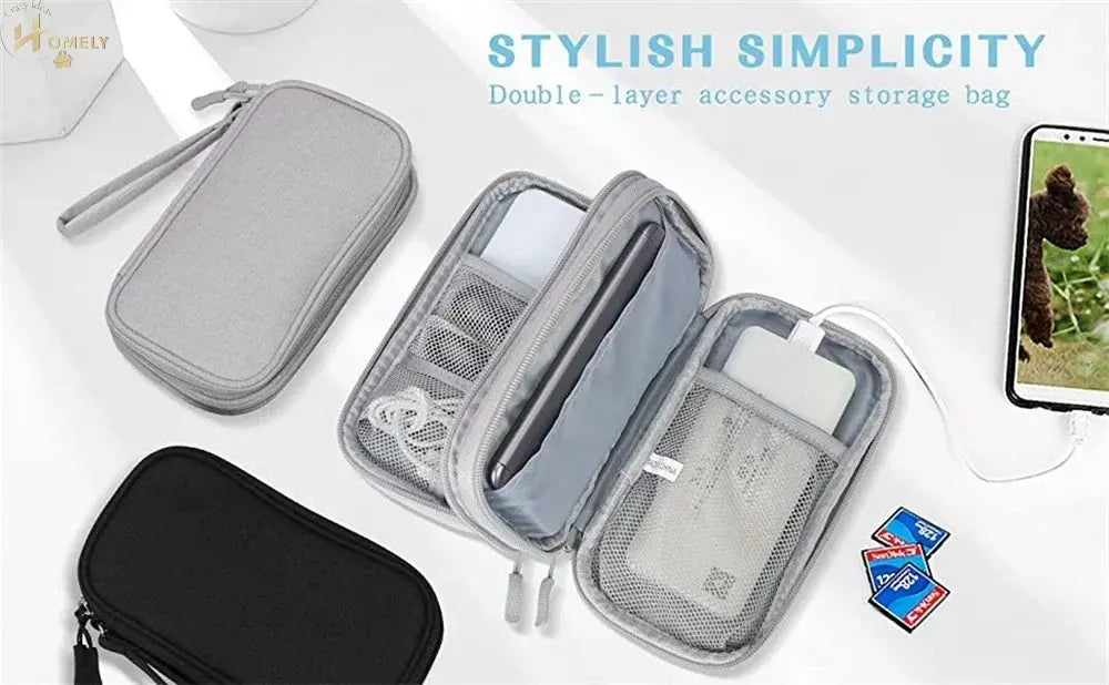 Travel Organizer Electronics Accessories Organizer Portable Waterproof Double Layers Storage for Cable Hard Disk Power
