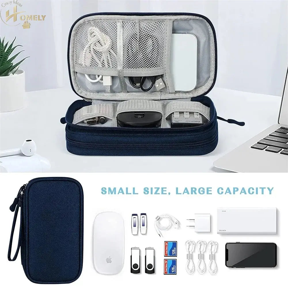 Travel Organizer Electronics Accessories Organizer Portable Waterproof Double Layers Storage for Cable Hard Disk Power